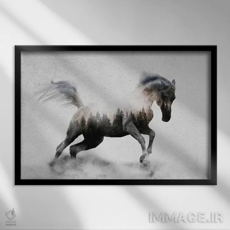 تابلو اسب I اثر آندریاس لیه - نمای قابدار مشکی