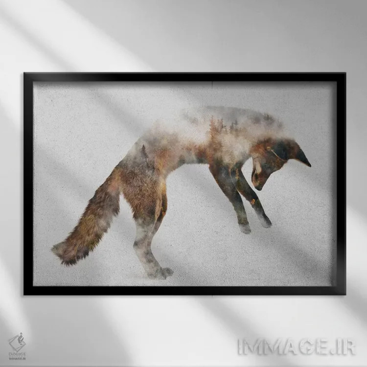 تابلو روباه جهنده اثر آندریاس لیه - نمای قابدار مشکی