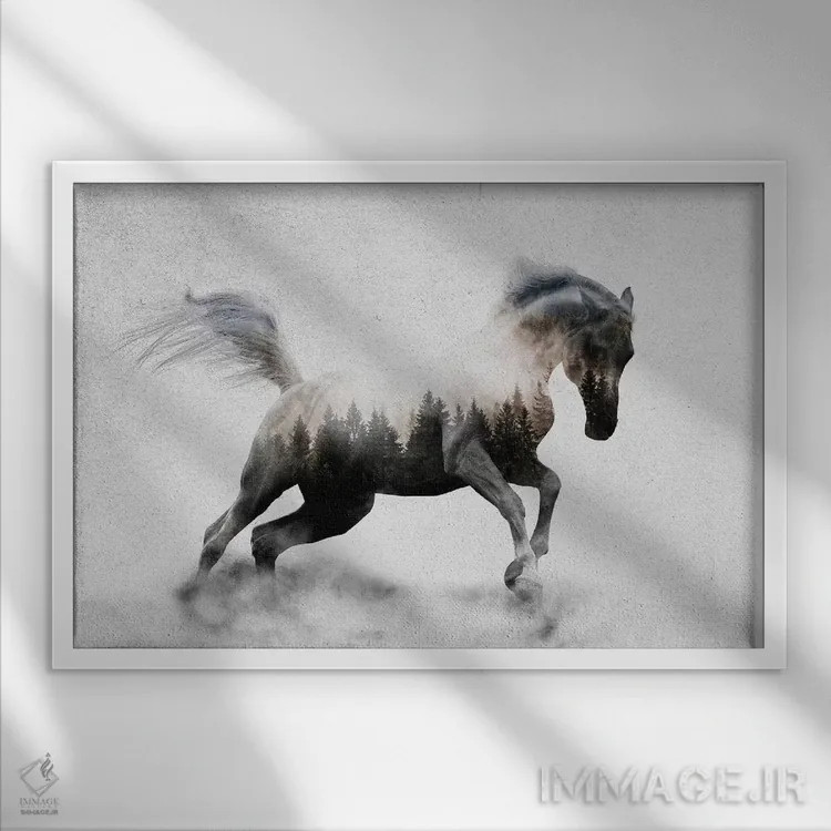 تابلو اسب I اثر آندریاس لیه - نمای قابدار سفید