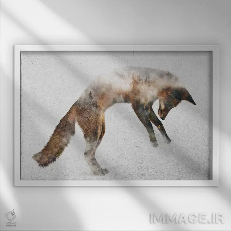 تابلو روباه جهنده اثر آندریاس لیه - نمای قابدار سفید