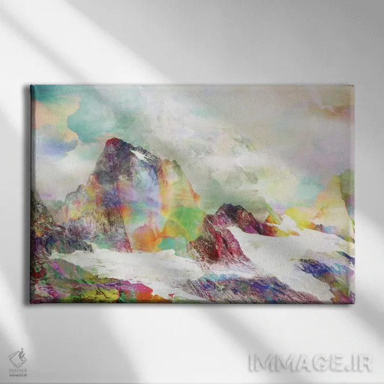 تابلو کوهستان با اختلال دیجیتال اثر آندریاس لیه - نمای روبهرو روی دیوار