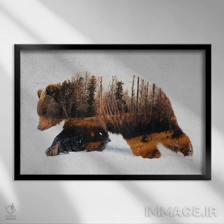 تابلو خرس مسافر اثر آندریاس لیه - نمای قابدار مشکی