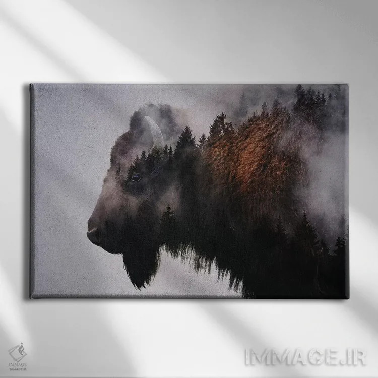 تابلو گاومیش آمریکایی اثر آندریاس لیه - نمای روبهرو روی دیوار