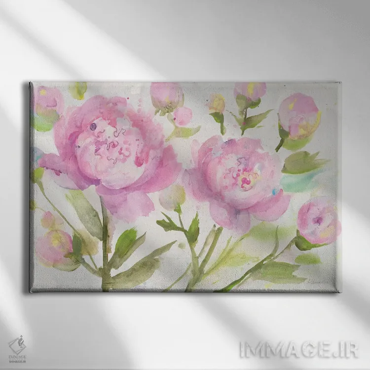 تابلو گلهای صدتومانی روشن اثر آلبنا خریستوا - نمای روبهرو روی دیوار