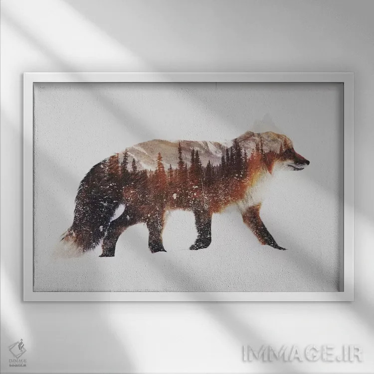 تابلو روباه قرمز قطبی اثر آندریاس لیه - نمای قابدار سفید