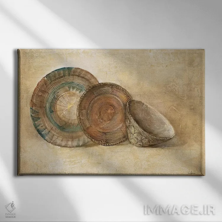 تابلو ظروف بافتهشده ۱ اثر آلبنا خریستوا - نمای روبهرو روی دیوار