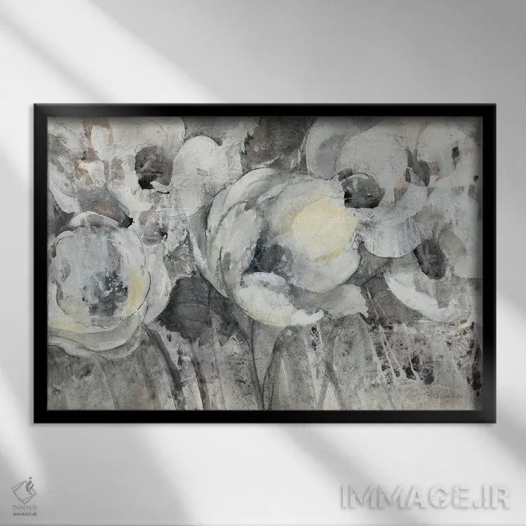 تابلو خیالپردازی گلها اثر آلبنا خریستوا - نمای قابدار مشکی