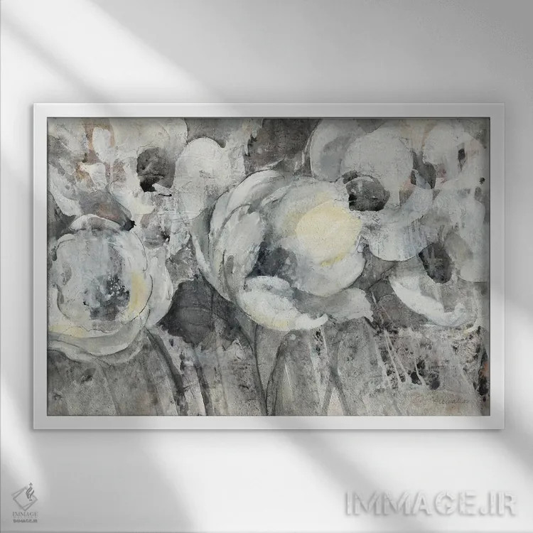 تابلو خیالپردازی گلها اثر آلبنا خریستوا - نمای قابدار سفید