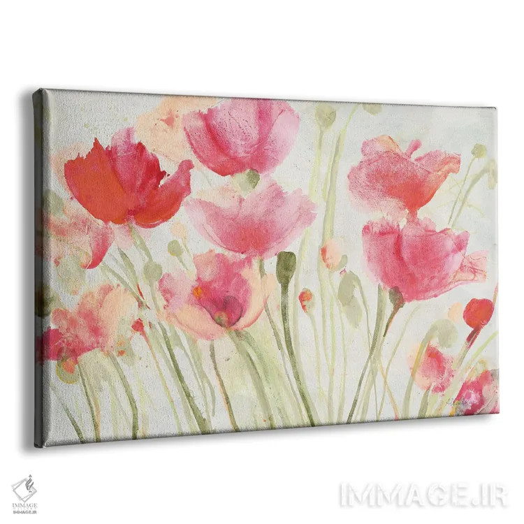 تابلو شقایقهای صورتی اثر آلبنا خریستوا - نمای پرسپکتیو محصول