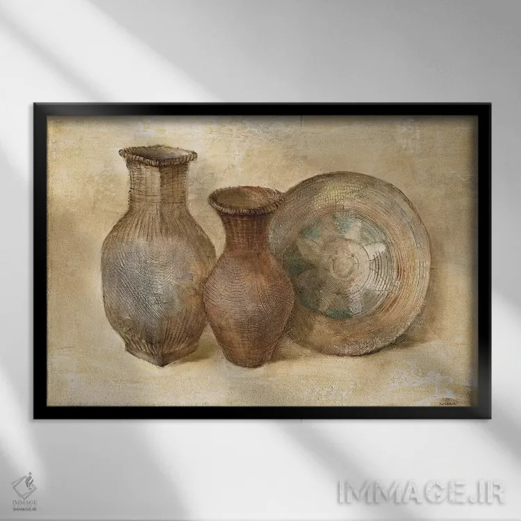 تابلو ظروف بافتهشده ۲ اثر آلبنا خریستوا - نمای قابدار مشکی