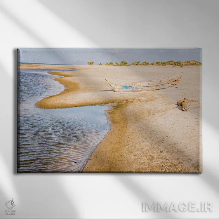 تابلو شرق آفریقا، کنیا. حوضه رودخانه اومو، حوضه دریاچه تورکانا، ساحل غربی دریاچه تورکانا، ساحل کمپ لوبولو اثر آلیسون جونز - نمای روبهرو روی دیوار