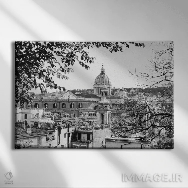 تابلو ایتالیا، رم. گنبد سن پیتر از خیابان ویاله دلا ترینیتا دی مونتی اثر آلیسون جونز - نمای روبهرو روی دیوار