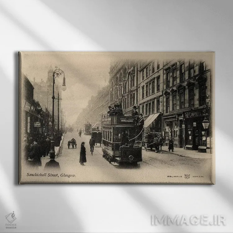 تابلو گلاسگو (شهر) اثر آلن پل - نمای روبهرو روی دیوار