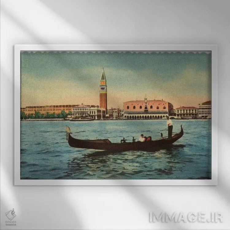 تابلو گوندولا (قایق ونیزی) اثر آلن پل - نمای قابدار سفید