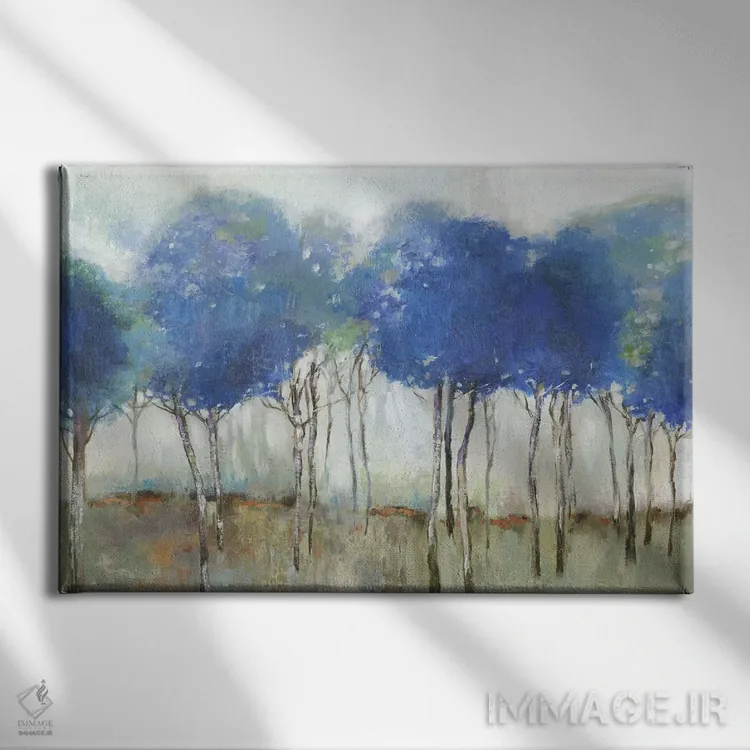 تابلو جنگل نیلی اثر آلیسون پیرس - نمای روبهرو روی دیوار