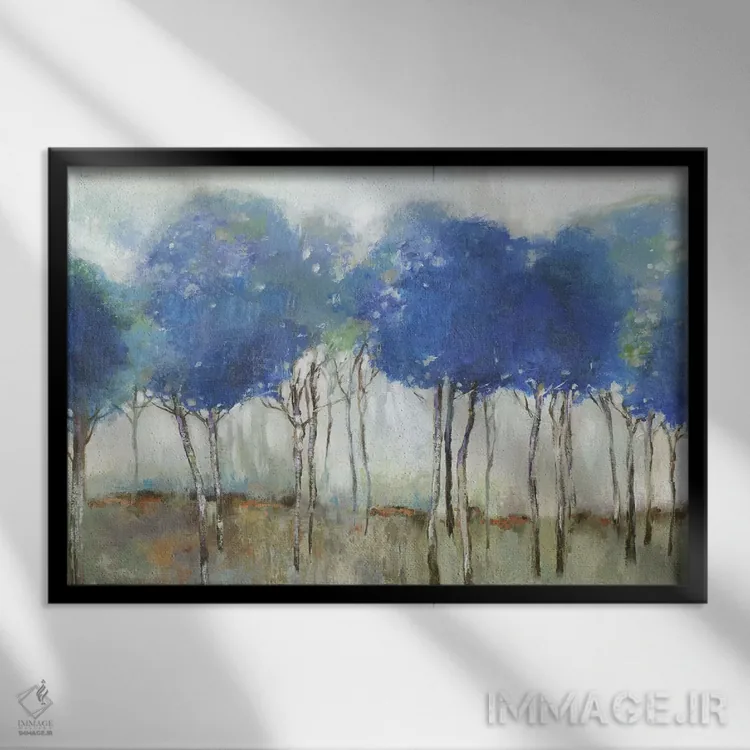 تابلو جنگل نیلی اثر آلیسون پیرس - نمای قابدار مشکی