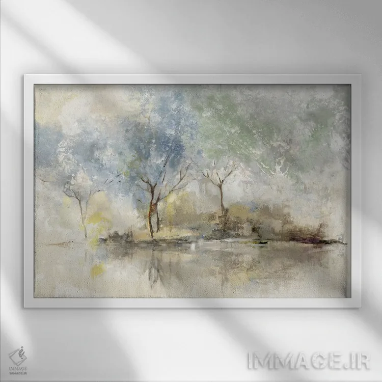 تابلو چمنزار کمرنگ اثر آلیسون پیرس - نمای قابدار سفید