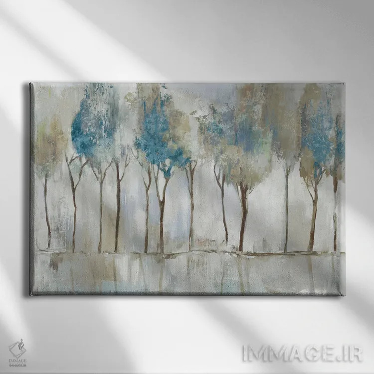 تابلو درختان بلند نیلی اثر آلیسون پیرس - نمای روبهرو روی دیوار