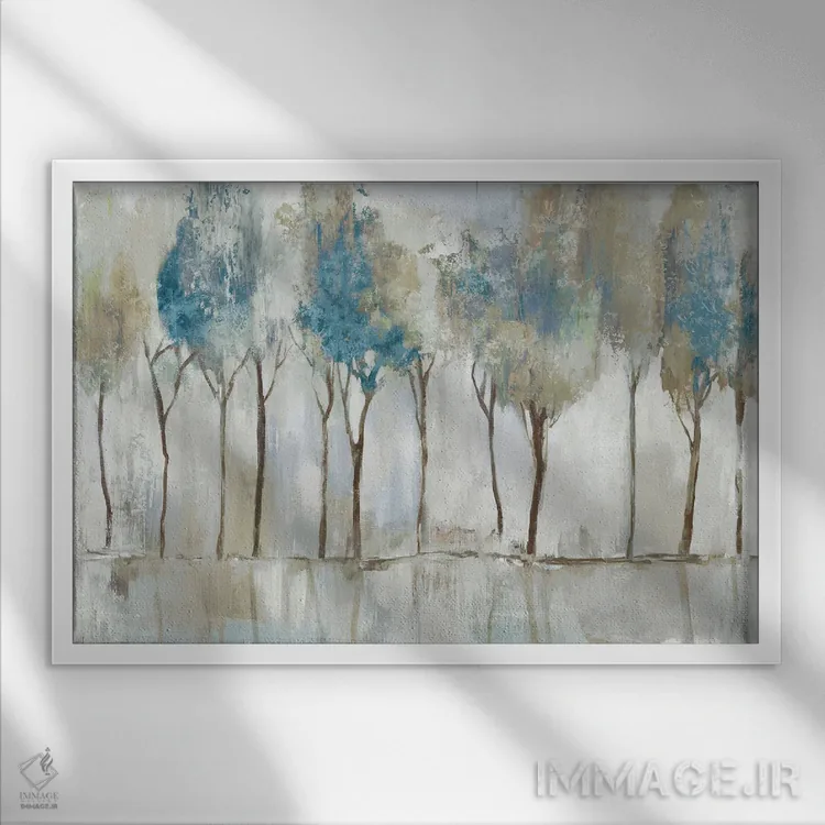 تابلو درختان بلند نیلی اثر آلیسون پیرس - نمای قابدار سفید