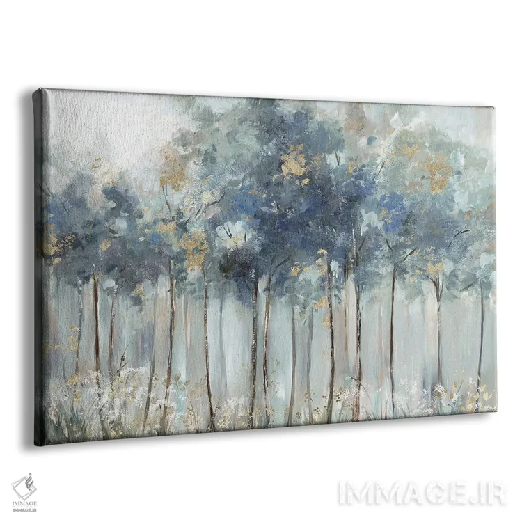 تابلو جنگل آبی طلایی اثر آلیسون پیرس - نمای پرسپکتیو محصول