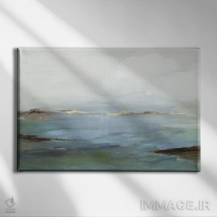 تابلو ساحل آرام آبی اثر آلیسون پیرس - نمای روبهرو روی دیوار