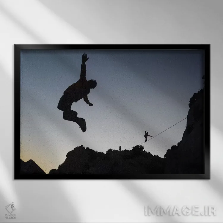 تابلو بیسی جامپینگ و هایلاینینگ، دال گریس، تنگههای وردون، آلپ-دو-اوت-پرووانس، منطقهٔ پرووانس-آلپ-کوت دازور، فرانسه اثر الکس بیوس - نمای قابدار مشکی