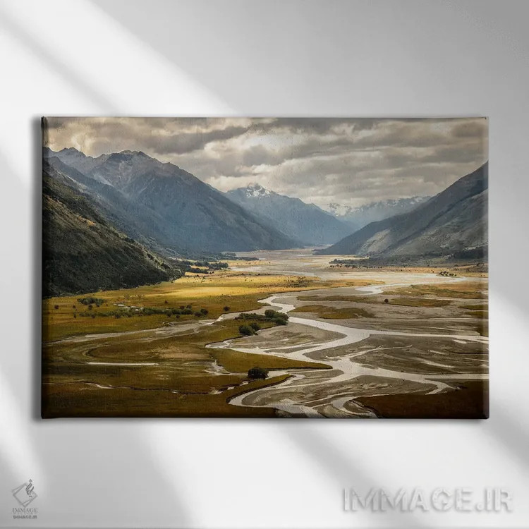 تابلو درهٔ هانتر، واناکا، منطقهٔ اوتاگو، جزیره جنوبی، نیوزیلند اثر الکس بیوس - نمای روبهرو روی دیوار