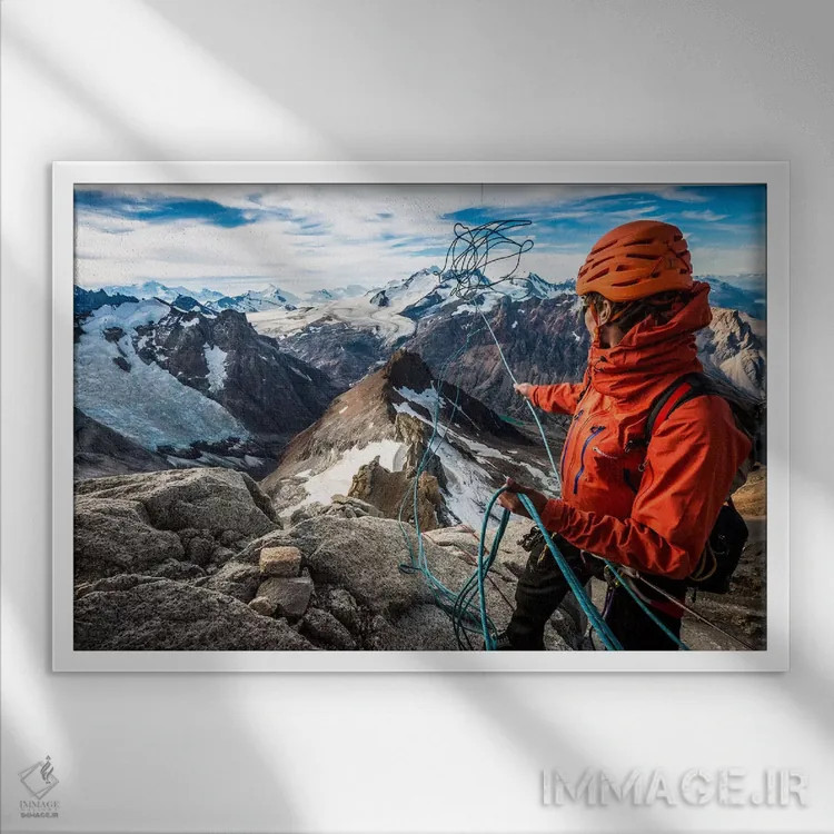 تابلو آمادگی برای فرود، مسیر کُمسانا-فونروژ، آگوخا گویوما، پاتاگونیا، آرژانتین اثر الکس بیوس - نمای قابدار سفید