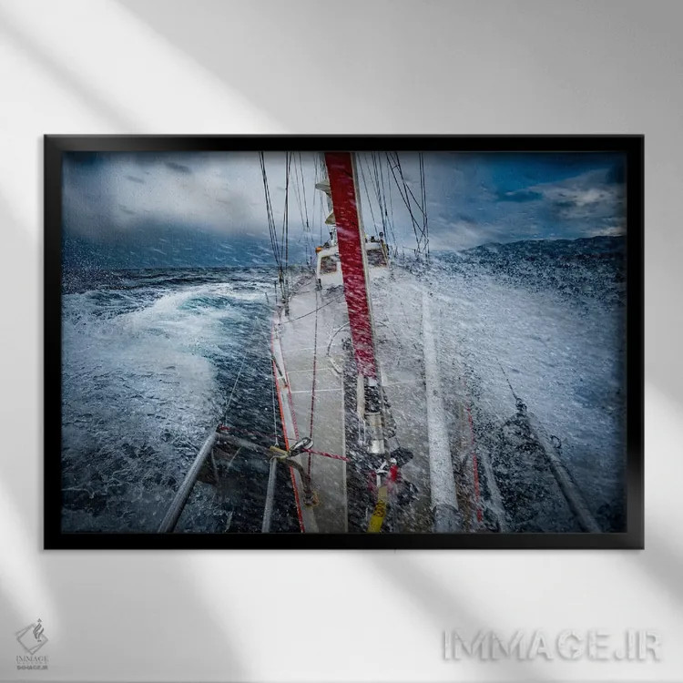 تابلو هوای طوفانی در دماغه هورن، پاتاگونیا، شیلی اثر الکس بیوس - نمای قابدار مشکی