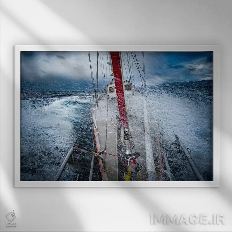 تابلو هوای طوفانی در دماغه هورن، پاتاگونیا، شیلی اثر الکس بیوس - نمای قابدار سفید