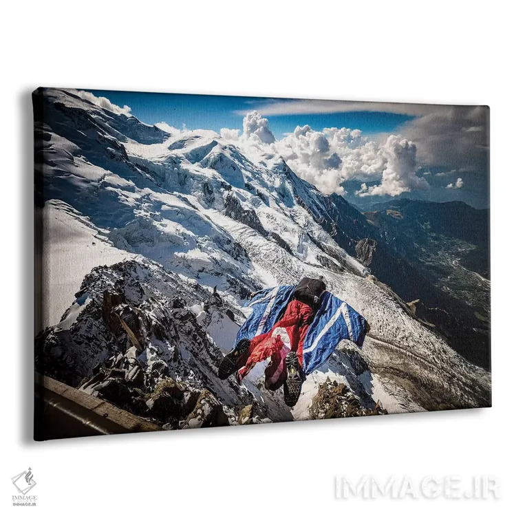 تابلو پریده شدن با وینگسوت از ایگوئی دو میدی به سمت یخچال بوسون، شامونی، فرانسه اثر الکس بیوس - نمای پرسپکتیو محصول