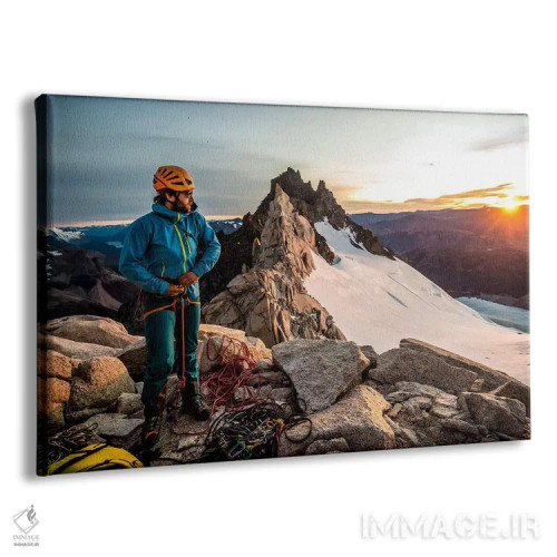 تابلو یک کوهنورد تجهیزاتش را بر آگوخا گویوما، پاتاگونیا، آرژانتین آماده میکند اثر الکس بیوس - نمای پرسپکتیو محصول