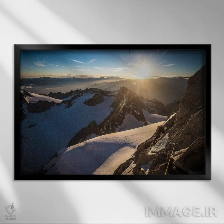 تابلو کوهنوردی روی آرت فوربز، ایگوئی دو شاردونه، شامونی، فرانسه اثر الکس بیوس - نمای قابدار مشکی