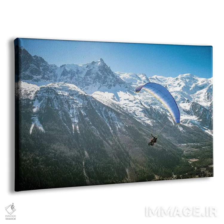 تابلو پاراگلایدر بالای دره شامونی، فرانسه اثر الکس بیوس - نمای پرسپکتیو محصول