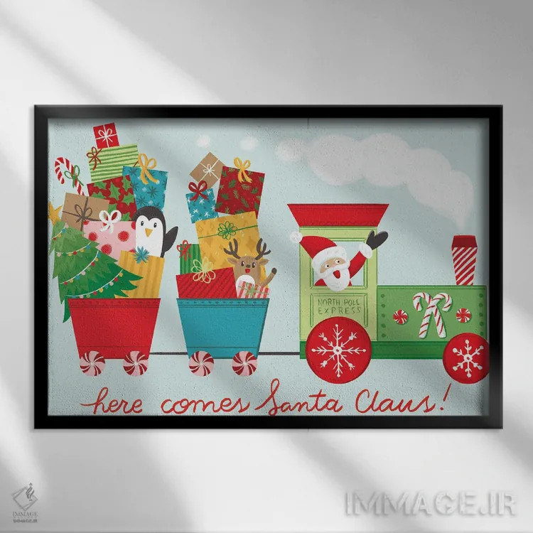 تابلو بابانوئل میآید اثر آماندا مکگی - نمای قابدار مشکی