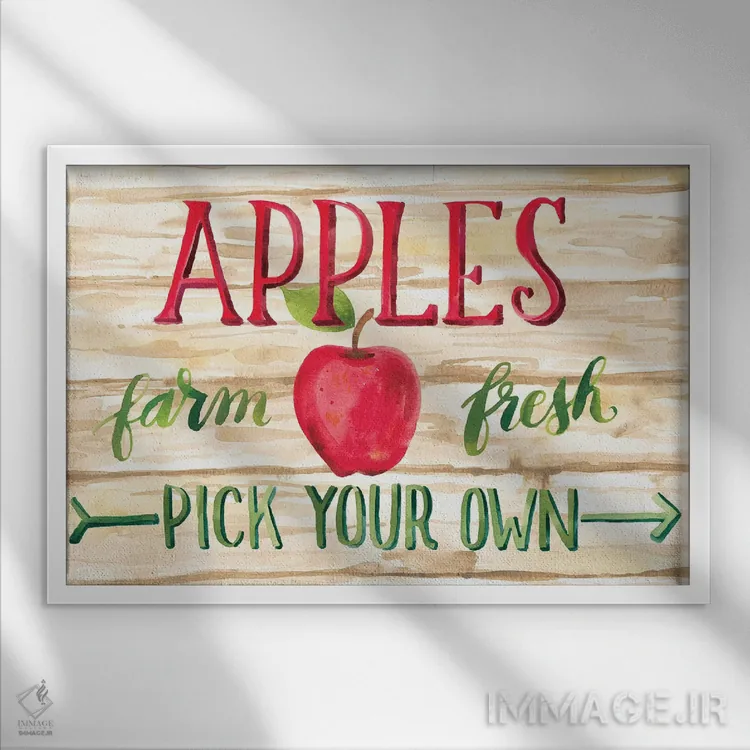 تابلو برداشت سیب یک اثر آماندا مکگی - نمای قابدار سفید