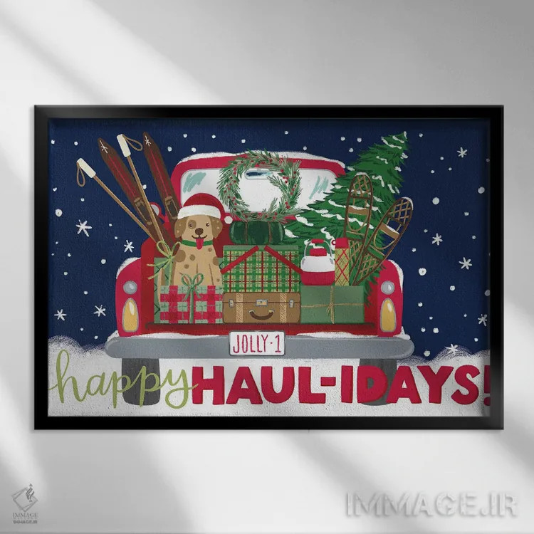 تابلو تعطیلات پر بار (بازی با کلام کریسمسی) اثر آماندا مکگی - نمای قابدار مشکی