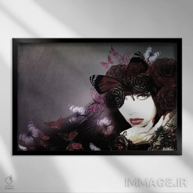 تابلو پروانهها اثر تاتیانا آمرِین - نمای قابدار مشکی