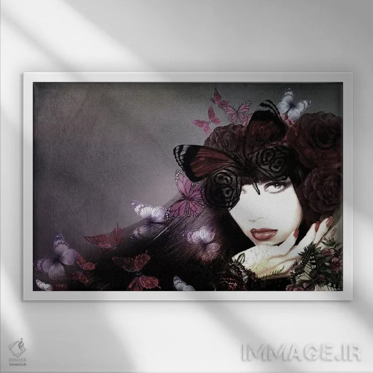 تابلو پروانهها اثر تاتیانا آمرِین - نمای قابدار سفید