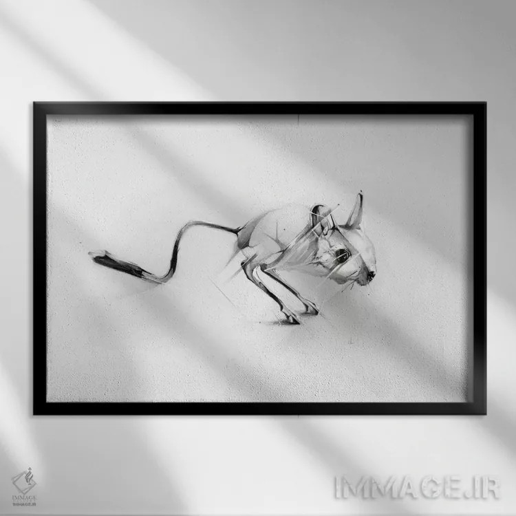 تابلو جربوا مصری (موش صحرایی) اثر الکسیس مارکو - نمای قابدار مشکی