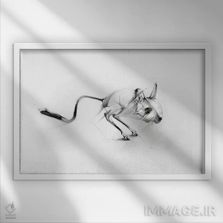 تابلو جربوا مصری (موش صحرایی) اثر الکسیس مارکو - نمای قابدار سفید
