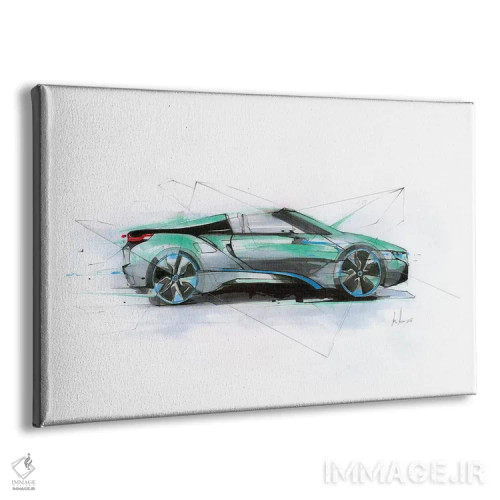 تابلو نمای جانبی آی۸ سبز اثر الکسیس مارکو - نمای پرسپکتیو محصول