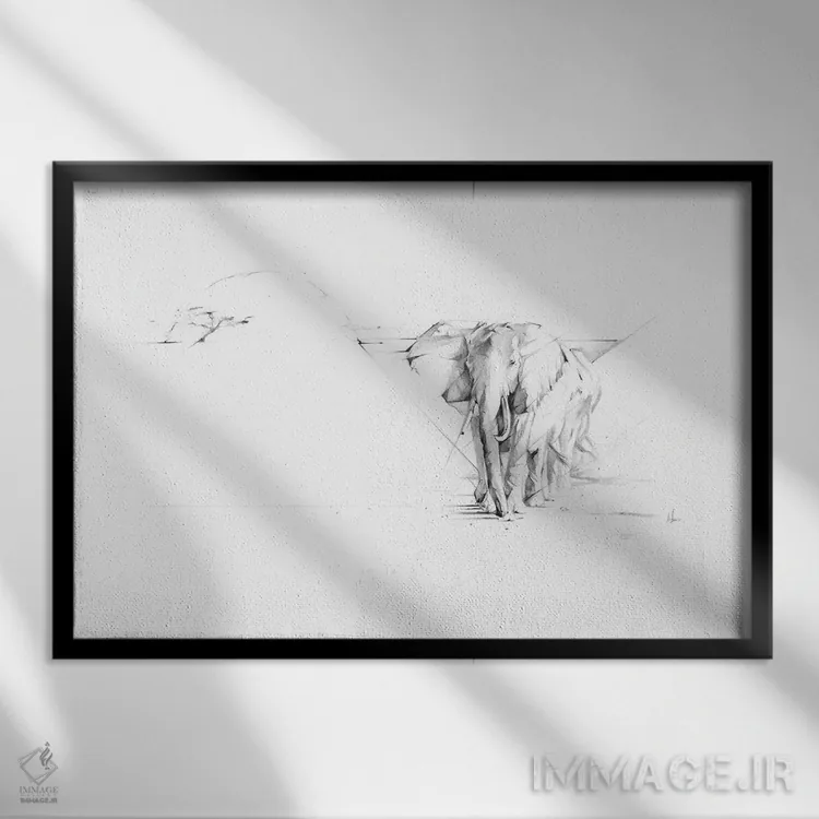 تابلو رژهٔ فیلها اثر الکسیس مارکو - نمای قابدار مشکی