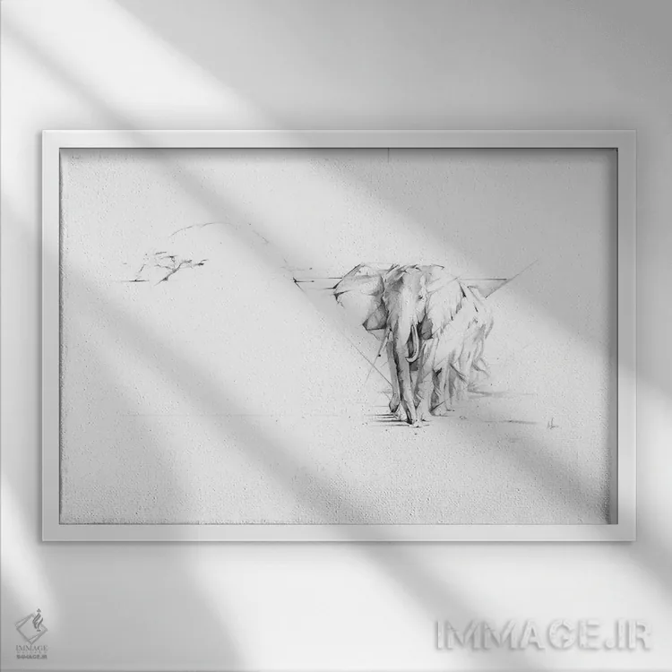 تابلو رژهٔ فیلها اثر الکسیس مارکو - نمای قابدار سفید