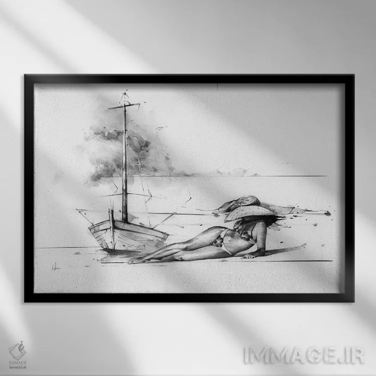 تابلو آفتابسوختگی اثر الکسیس مارکو - نمای قابدار مشکی