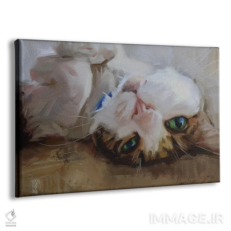 تابلو پرترهٔ گربهای که به پشت خوابیده اثر الکس مووچون - نمای پرسپکتیو محصول