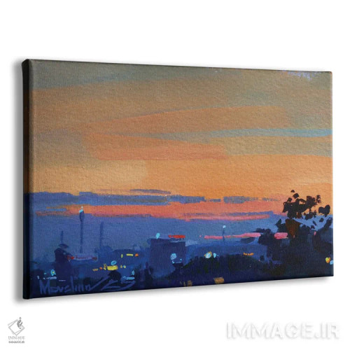 تابلو غروب در شهر اثر الکس مووچون - نمای پرسپکتیو محصول