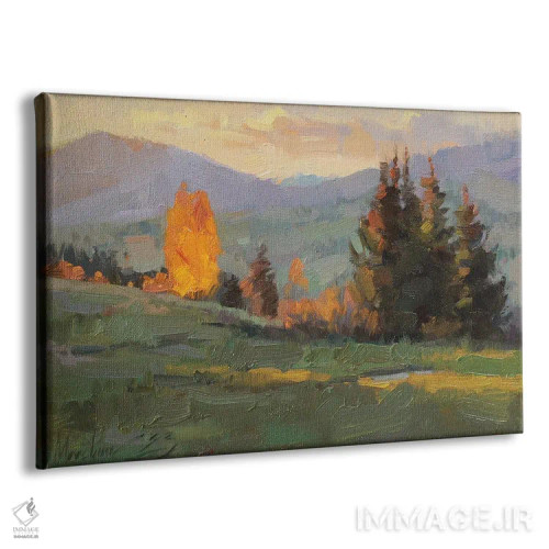 تابلو غروب ساعت طلایی در کوهستان اثر الکس مووچون - نمای پرسپکتیو محصول