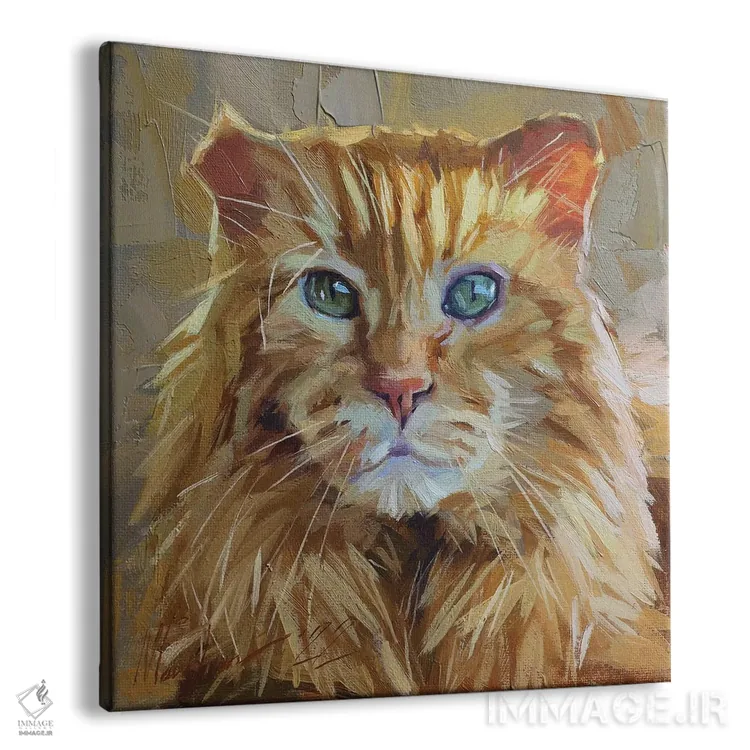 تابلو پرتـرهٔ گربهٔ قرمز اثر الکس مووچون - نمای پرسپکتیو محصول