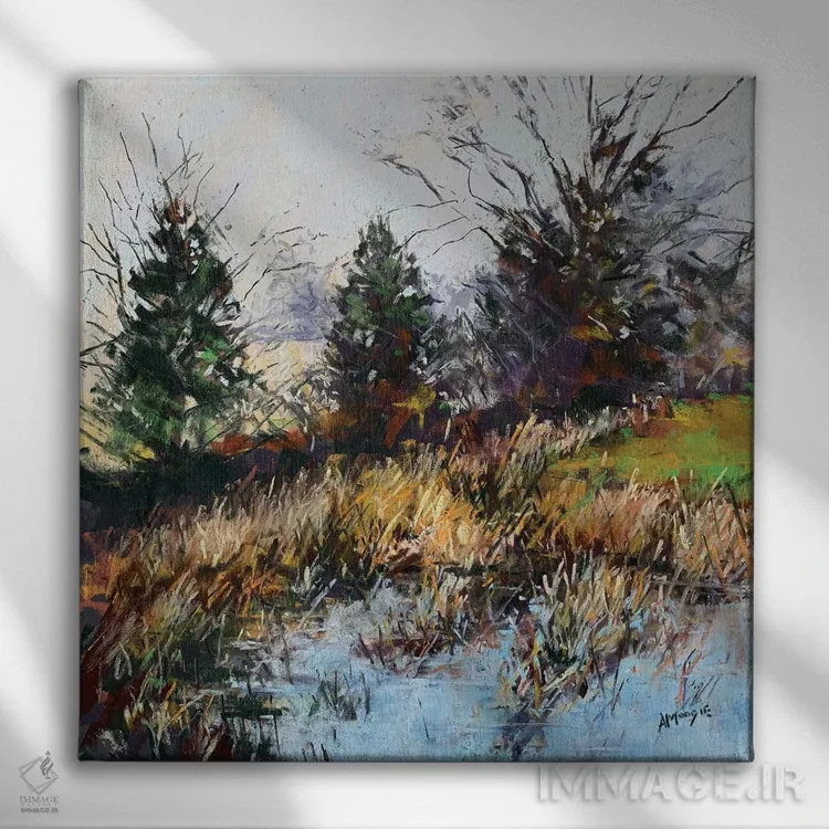 تابلو مِه در حال پراکنده شدن اثر اندرو مودی - نمای روبهرو روی دیوار